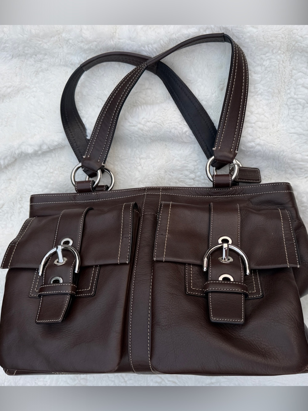 COACH Dark Brown Leather Shoulder Bag